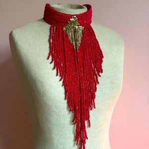 Handmade Beaded Choker with Gold Accents